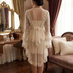 Luxe Bruids Nachthemd met Kanten Kimono – Wit/Ivoor