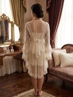 Luxe Bruids Nachthemd met Kanten Kimono – Wit/Ivoor